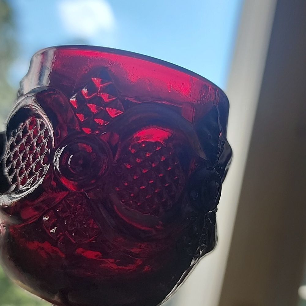 Avon 1876 Ruby Red Cape Cod Pressed Glass Wine Glass